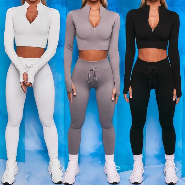 Women's Seamless Yoga Crop Top & Leggings Set
