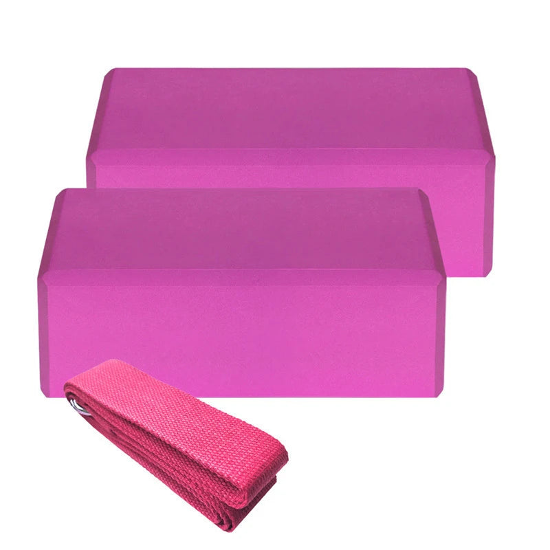 2pcs EVA Yoga Blocks 1pcs Cotton Yoga Strap