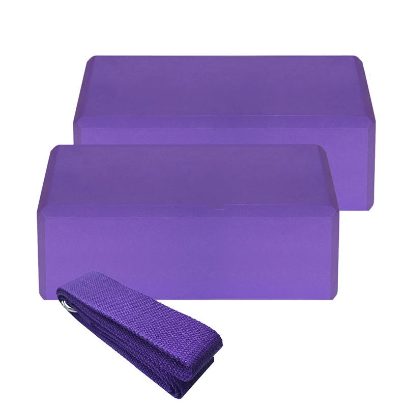 2pcs EVA Yoga Blocks 1pcs Cotton Yoga Strap