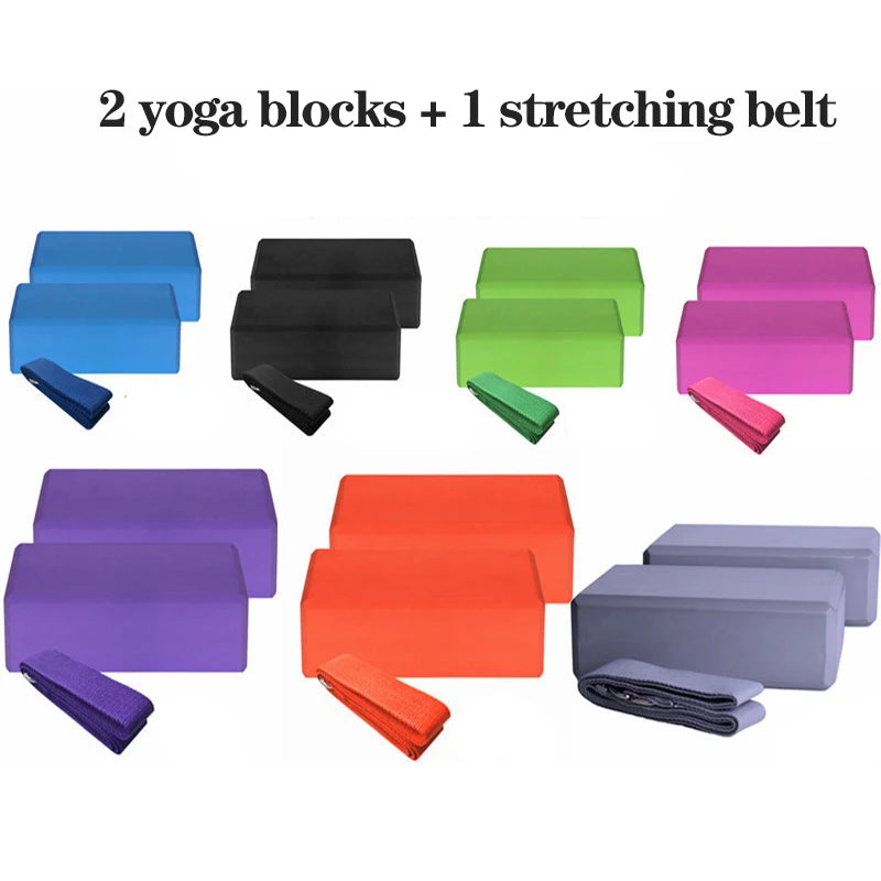 2pcs EVA Yoga Blocks 1pcs Cotton Yoga Strap