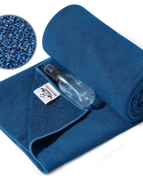 Silicone-Grip Hot Yoga Towel – Blue