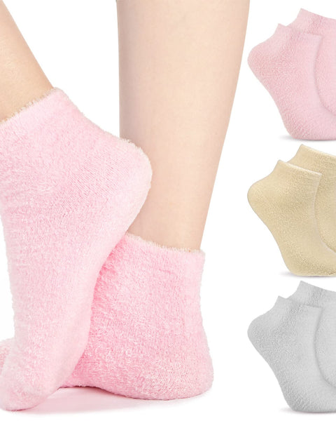 Mindful Aloe-Infused Fuzzy Spa Socks – 3 Pairs