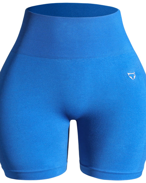 High-Waisted Seamless Yoga Shorts – Brilliant Blue
