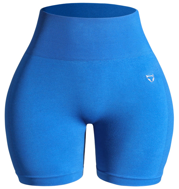 High-Waisted Seamless Yoga Shorts – Brilliant Blue