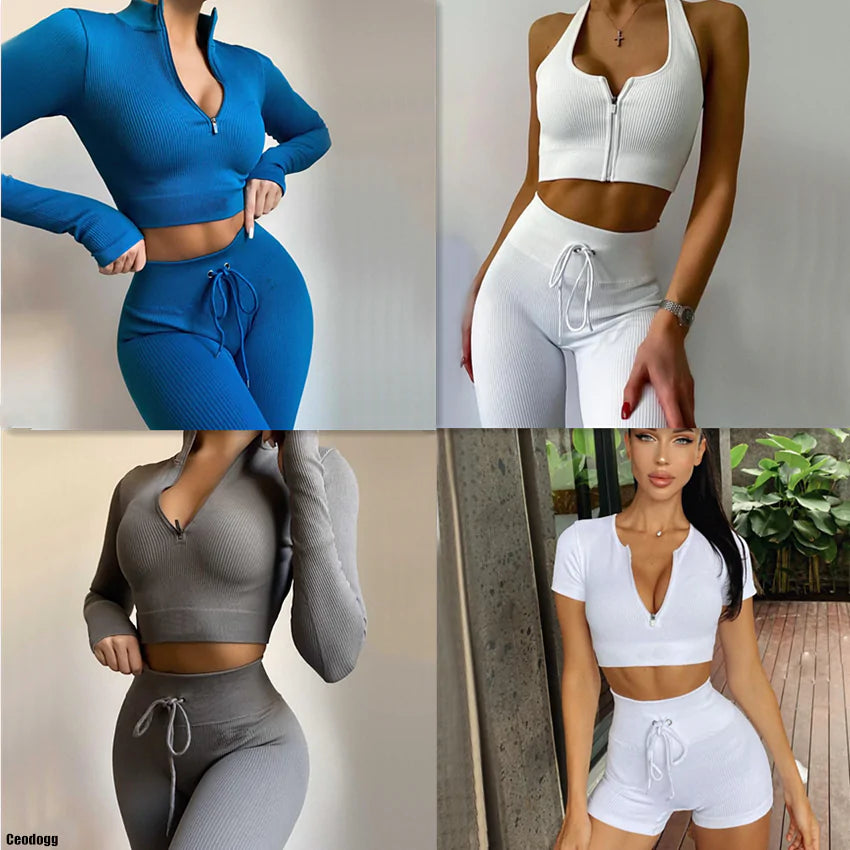 Women's Seamless Yoga Crop Top & Leggings Set